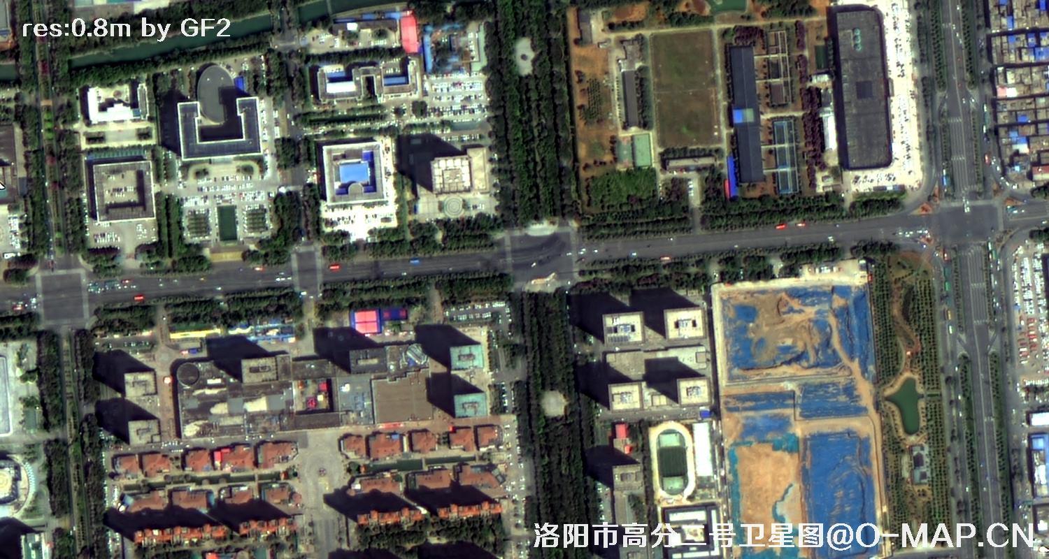 高分二号卫星拍摄的洛阳市龙门石窟景区0.8米卫星图