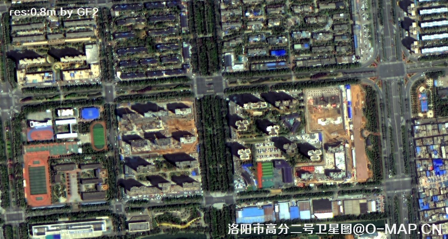 高分二号卫星拍摄的洛阳市龙门石窟景区0.8米卫星图
