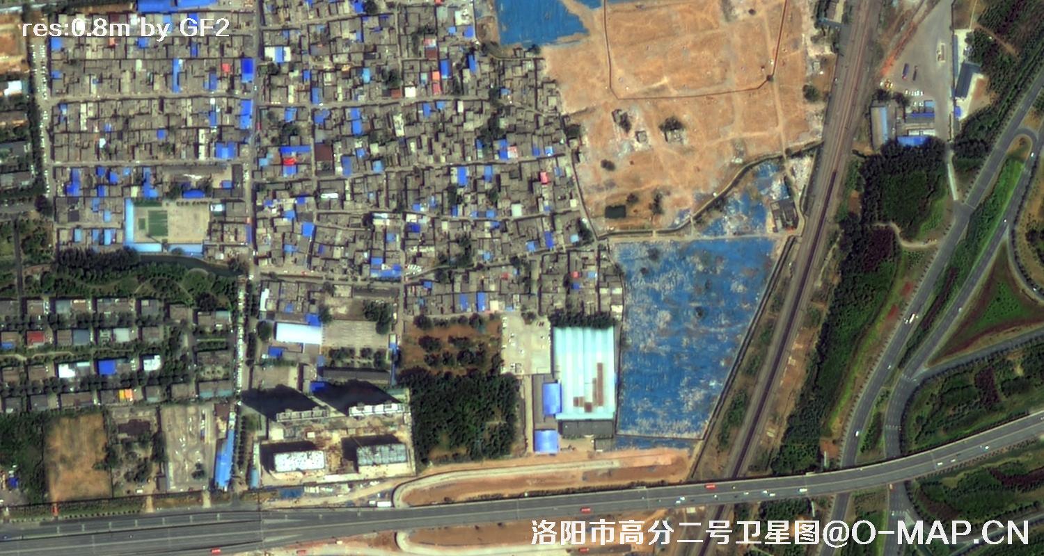 高分二号卫星拍摄的洛阳市龙门石窟景区0.8米卫星图