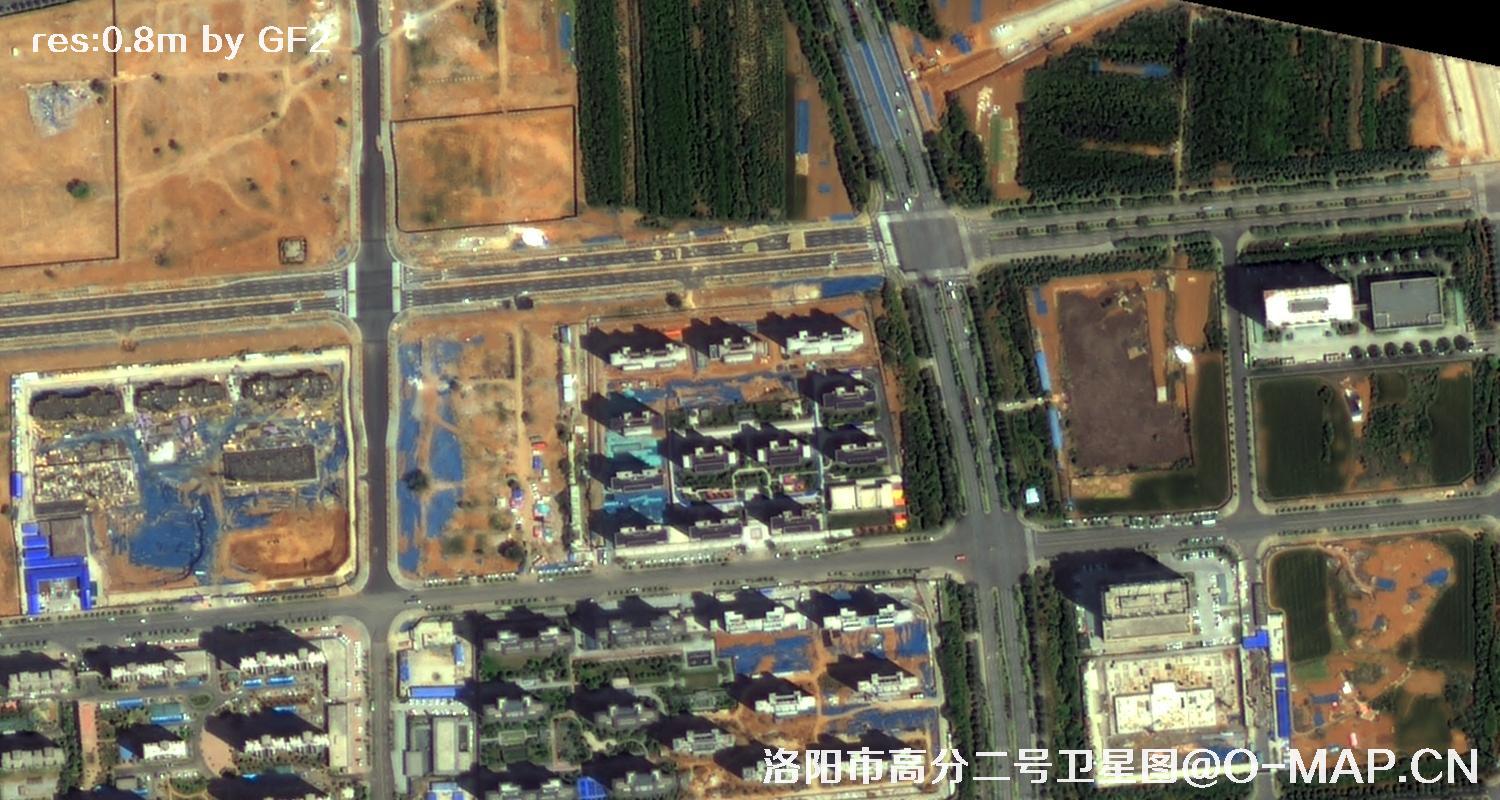 高分二号卫星拍摄的洛阳市龙门石窟景区0.8米卫星图