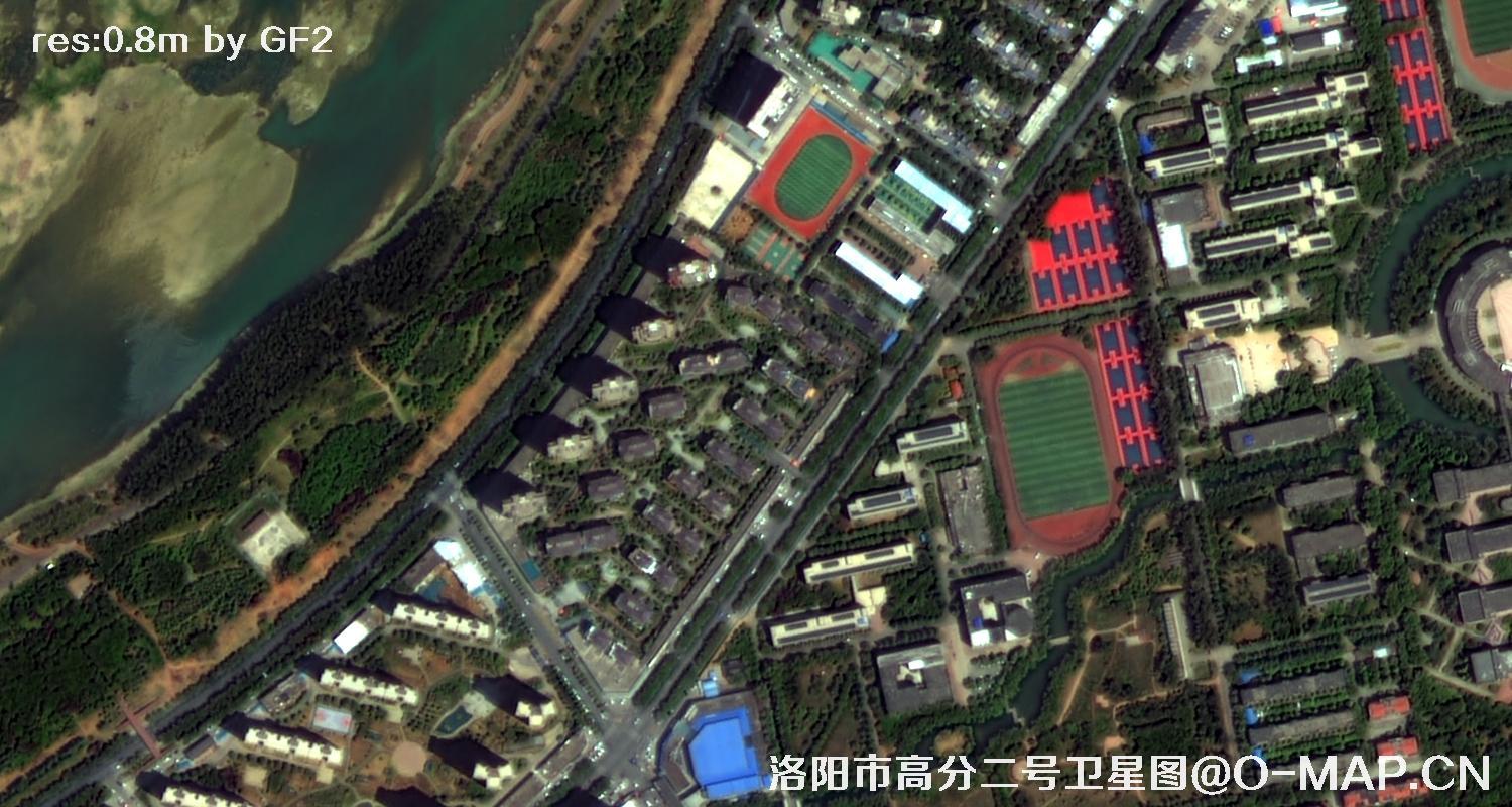 高分二号卫星拍摄的洛阳市龙门石窟景区0.8米卫星图