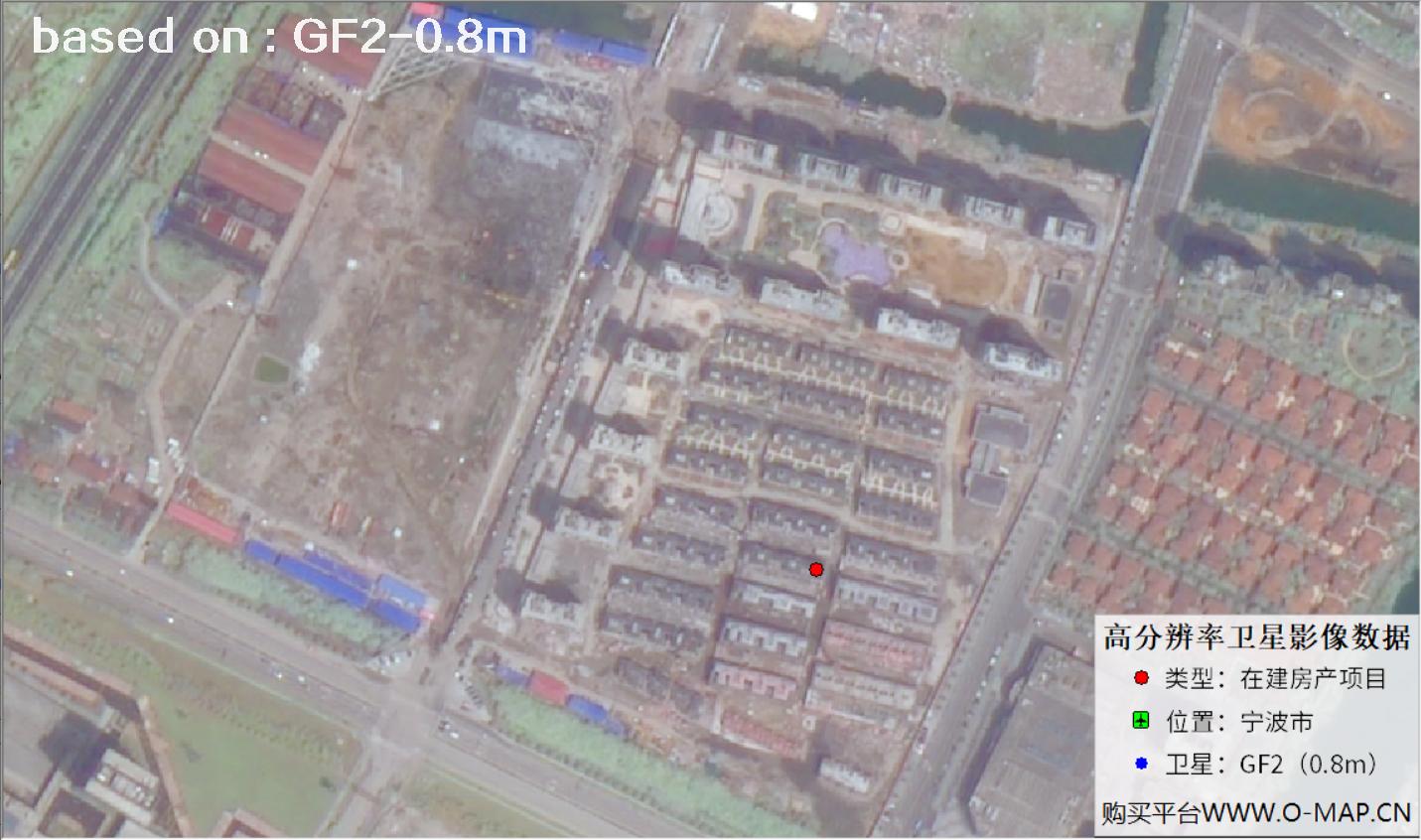 GF2卫星拍摄的宁波市在建地产项目卫星图像