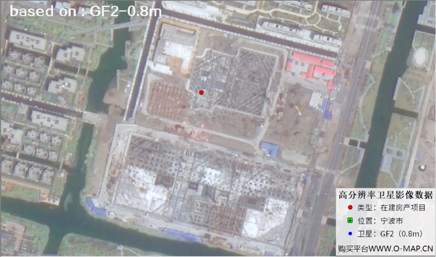 GF2卫星拍摄的宁波市在建地产项目卫星图像