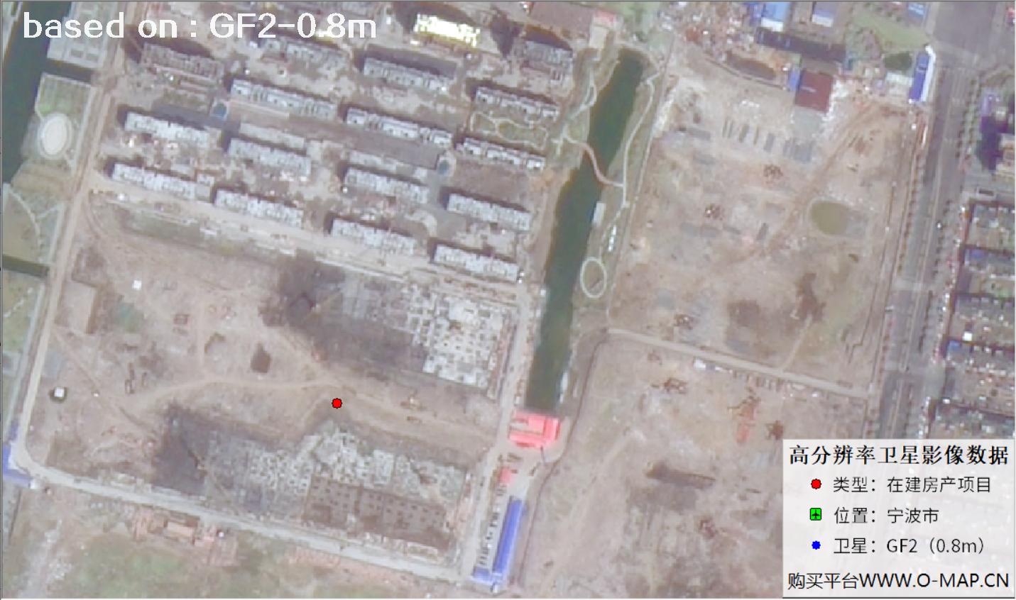 GF2卫星拍摄的宁波市在建地产项目卫星图像