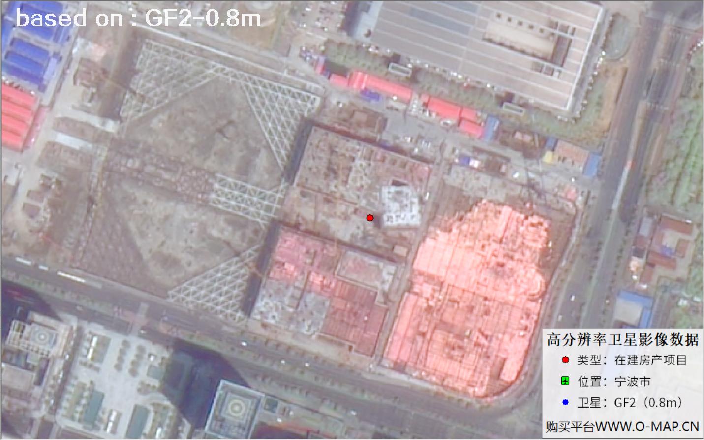 GF2卫星拍摄的宁波市在建地产项目卫星图像