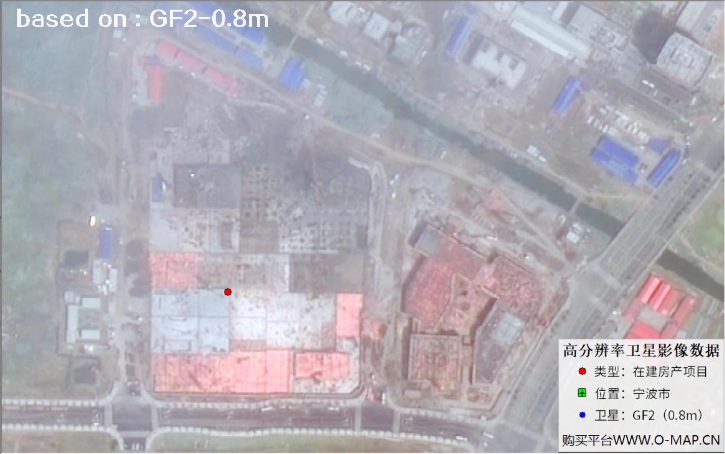 GF2卫星拍摄的宁波市在建地产项目卫星图像
