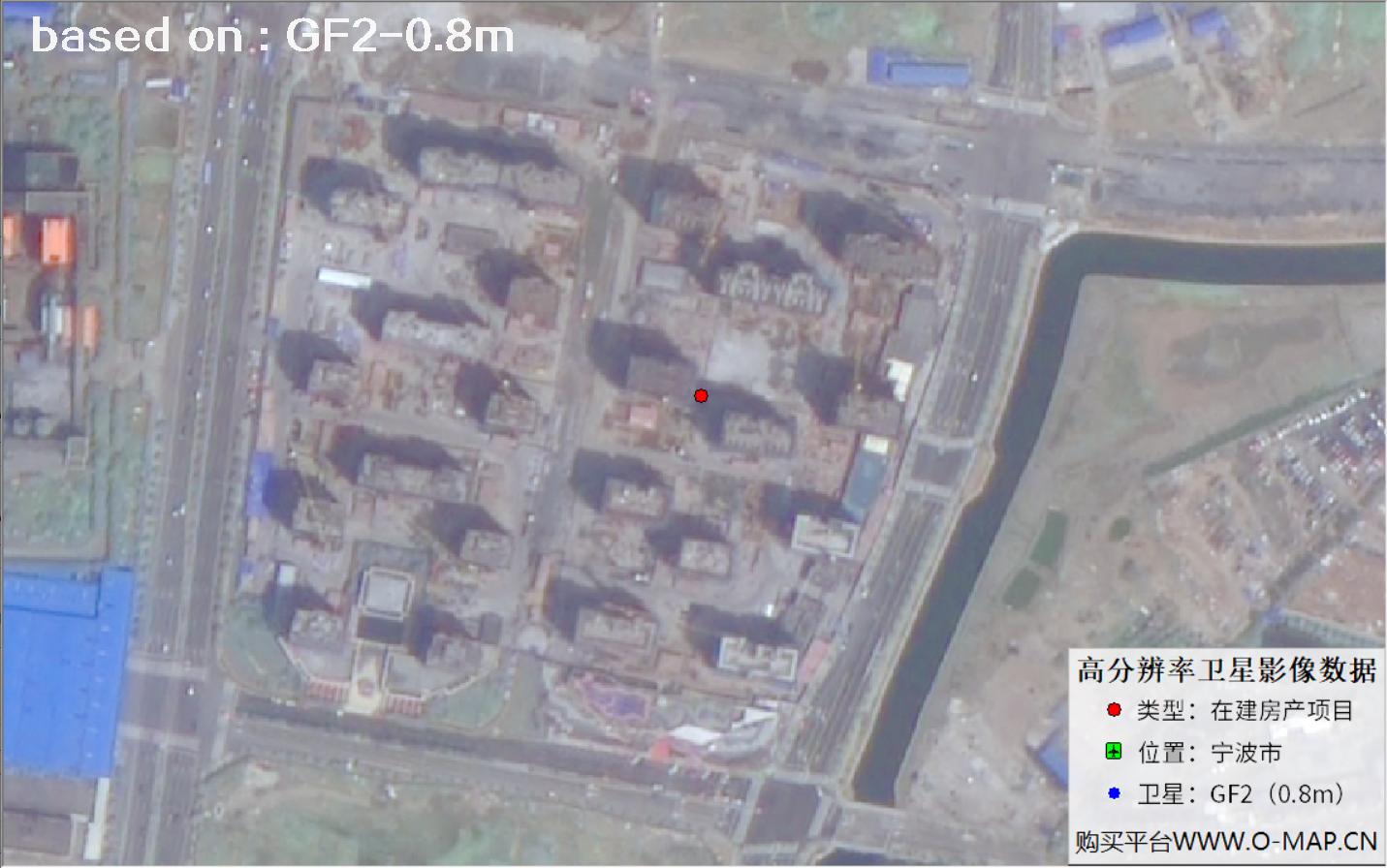 GF2卫星拍摄的宁波市在建地产项目卫星图像