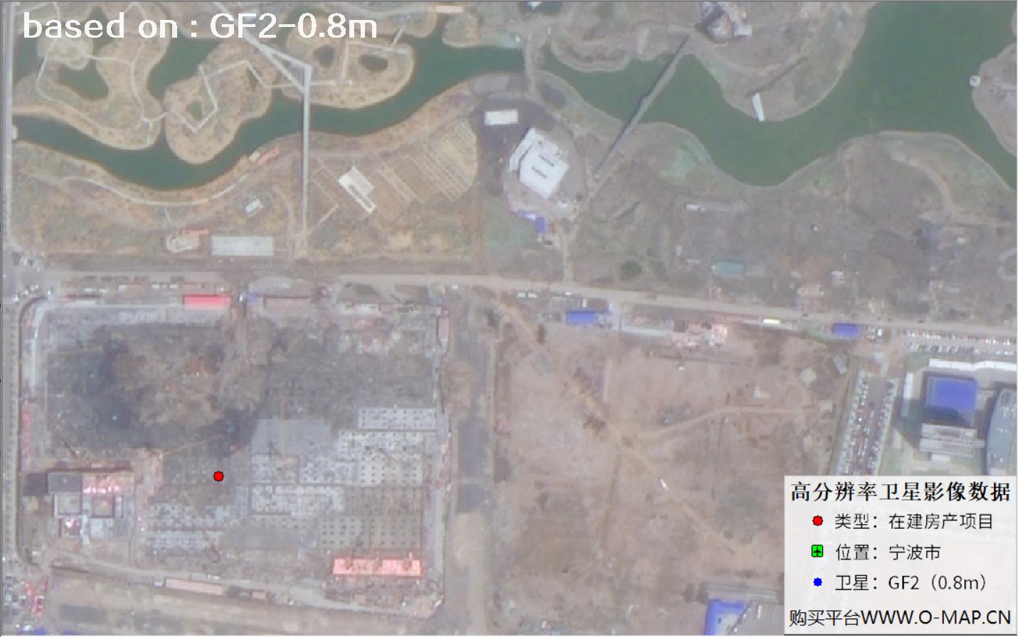 GF2卫星拍摄的宁波市在建地产项目卫星图像
