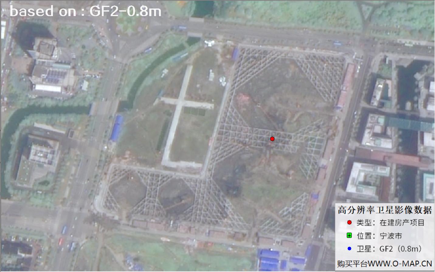 GF2卫星拍摄的宁波市在建地产项目卫星图像