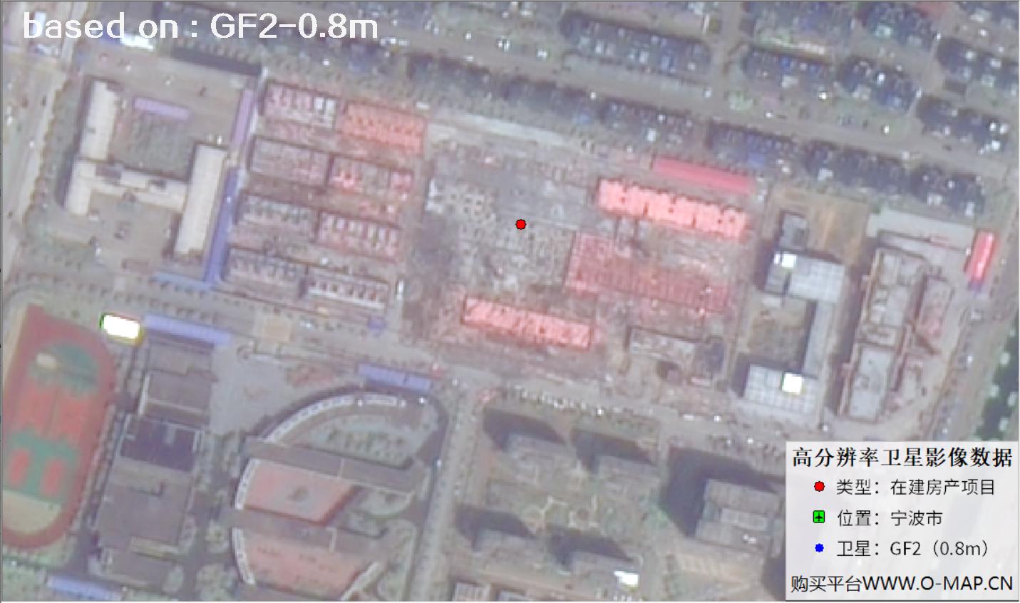 GF2卫星拍摄的宁波市在建地产项目卫星图像