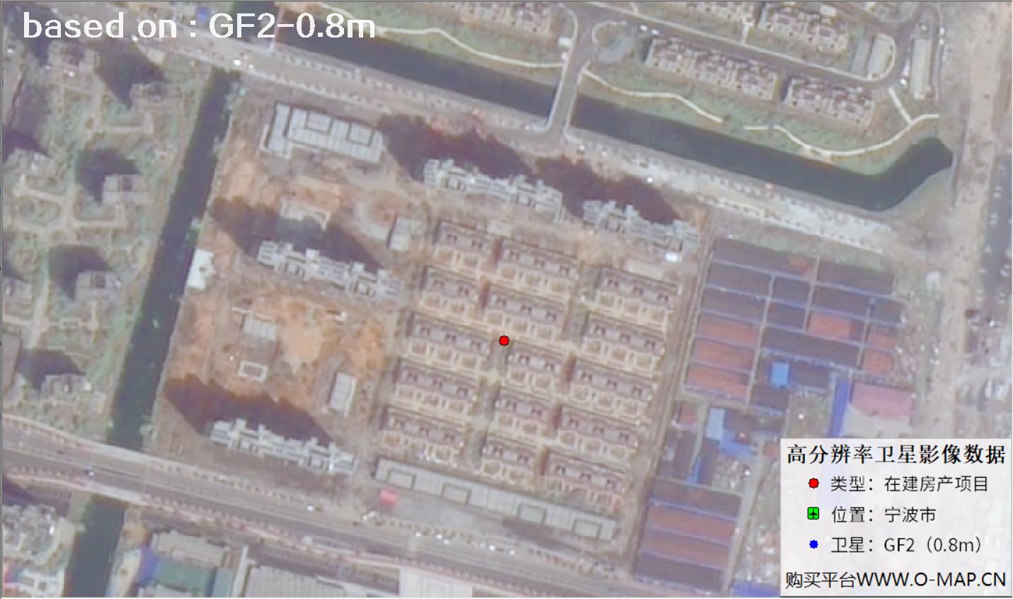 GF2卫星拍摄的宁波市在建地产项目卫星图像