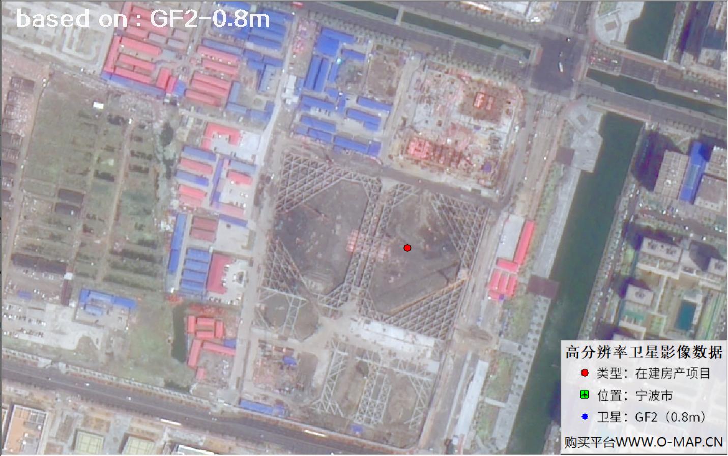 GF2卫星拍摄的宁波市在建房地产项目卫星图