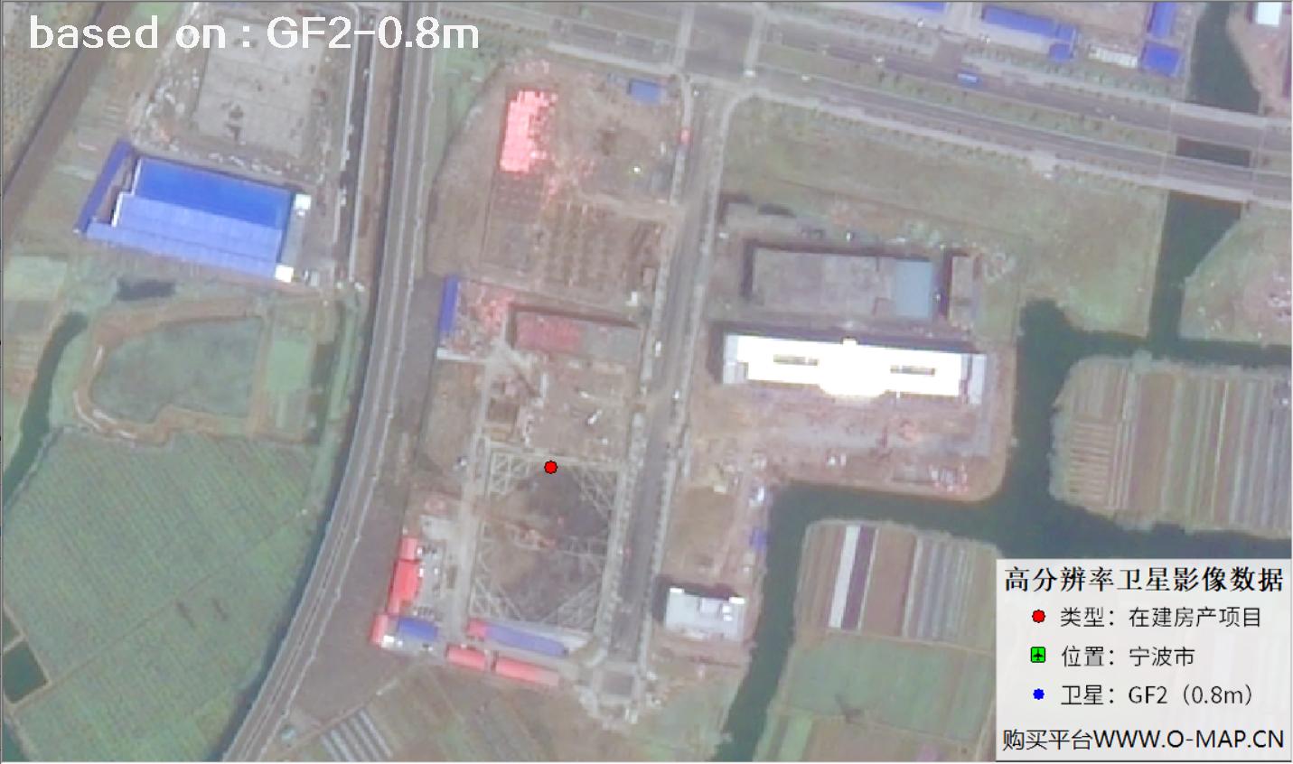 GF2卫星拍摄的宁波市在建房地产项目卫星图