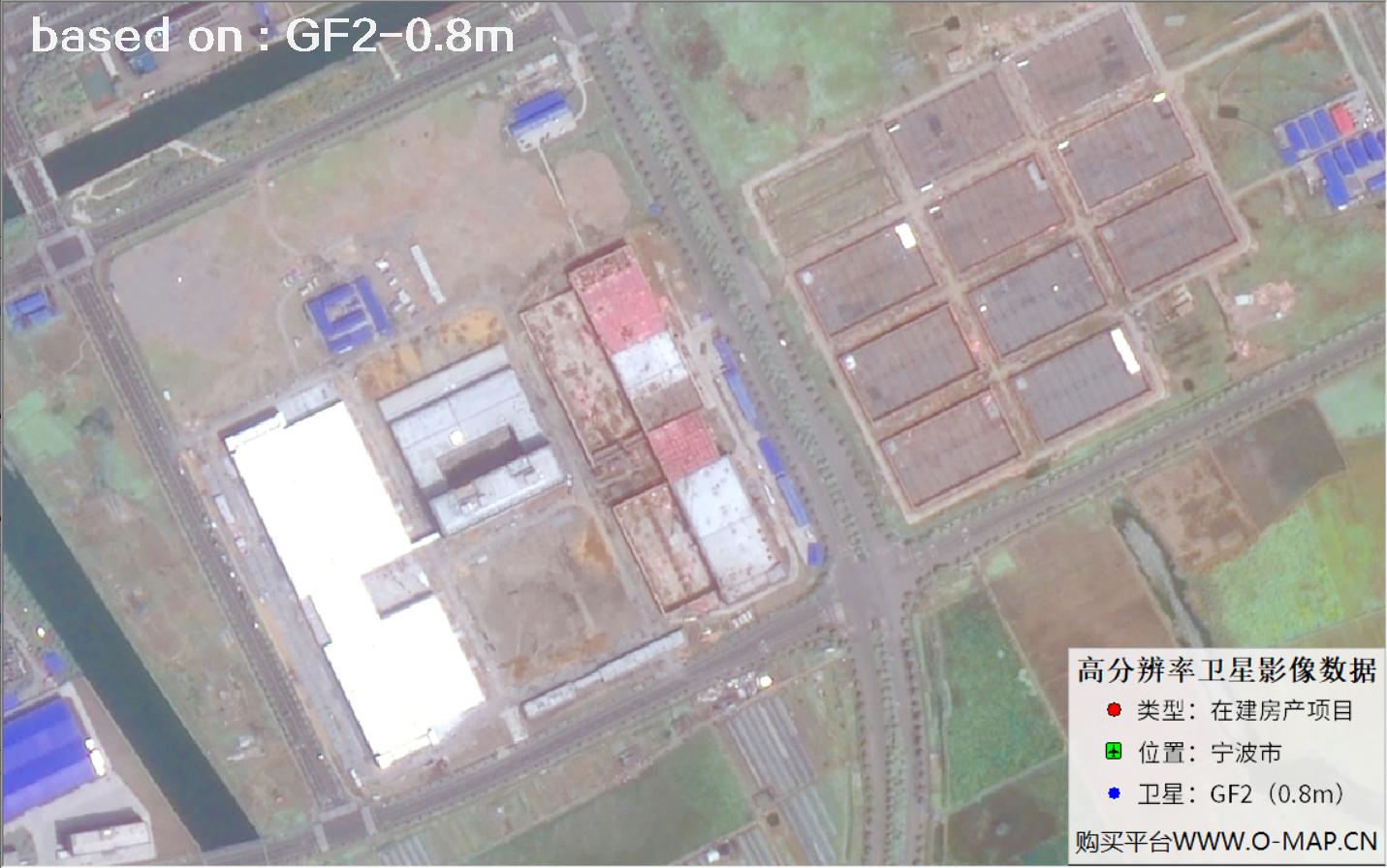 GF2卫星拍摄的宁波市在建房地产项目卫星图