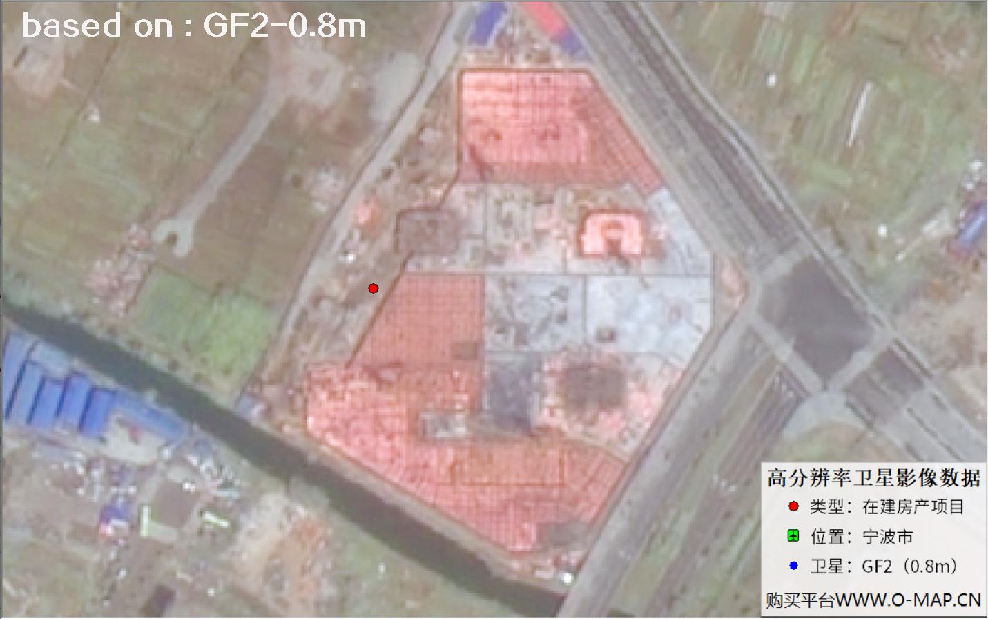 GF2卫星拍摄的宁波市在建房地产项目卫星图