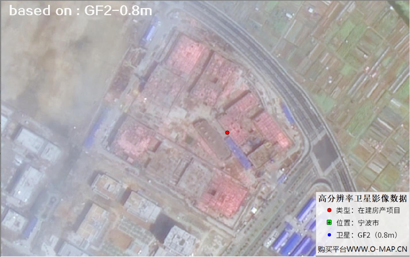 GF2卫星拍摄的宁波市在建房地产项目卫星图