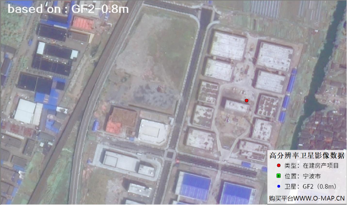 GF2卫星拍摄的宁波市在建房地产项目卫星图
