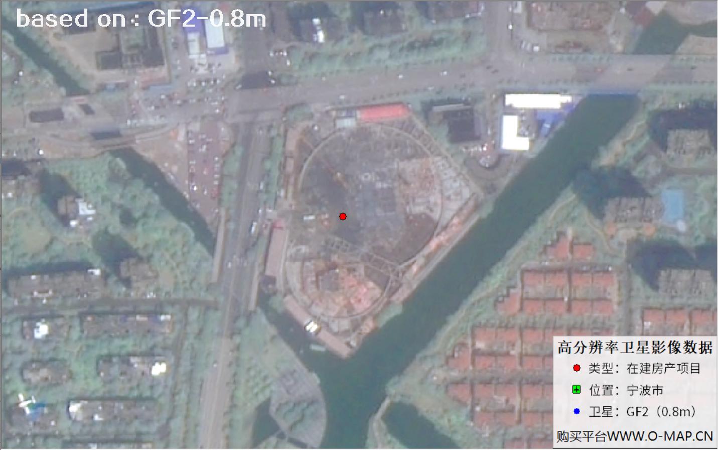 GF2卫星拍摄的宁波市在建房地产项目卫星图