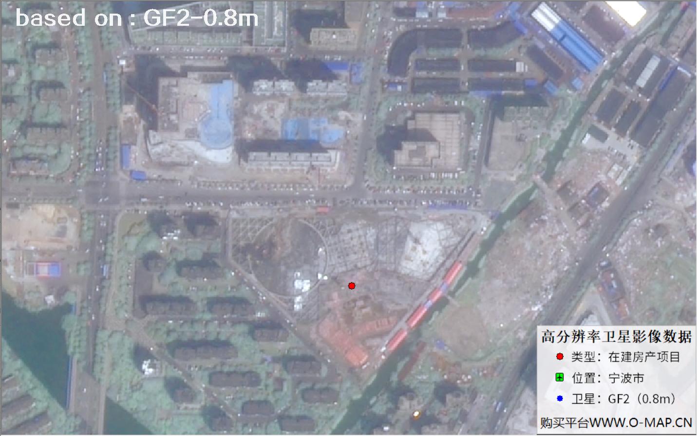 GF2卫星拍摄的宁波市在建房地产项目卫星图