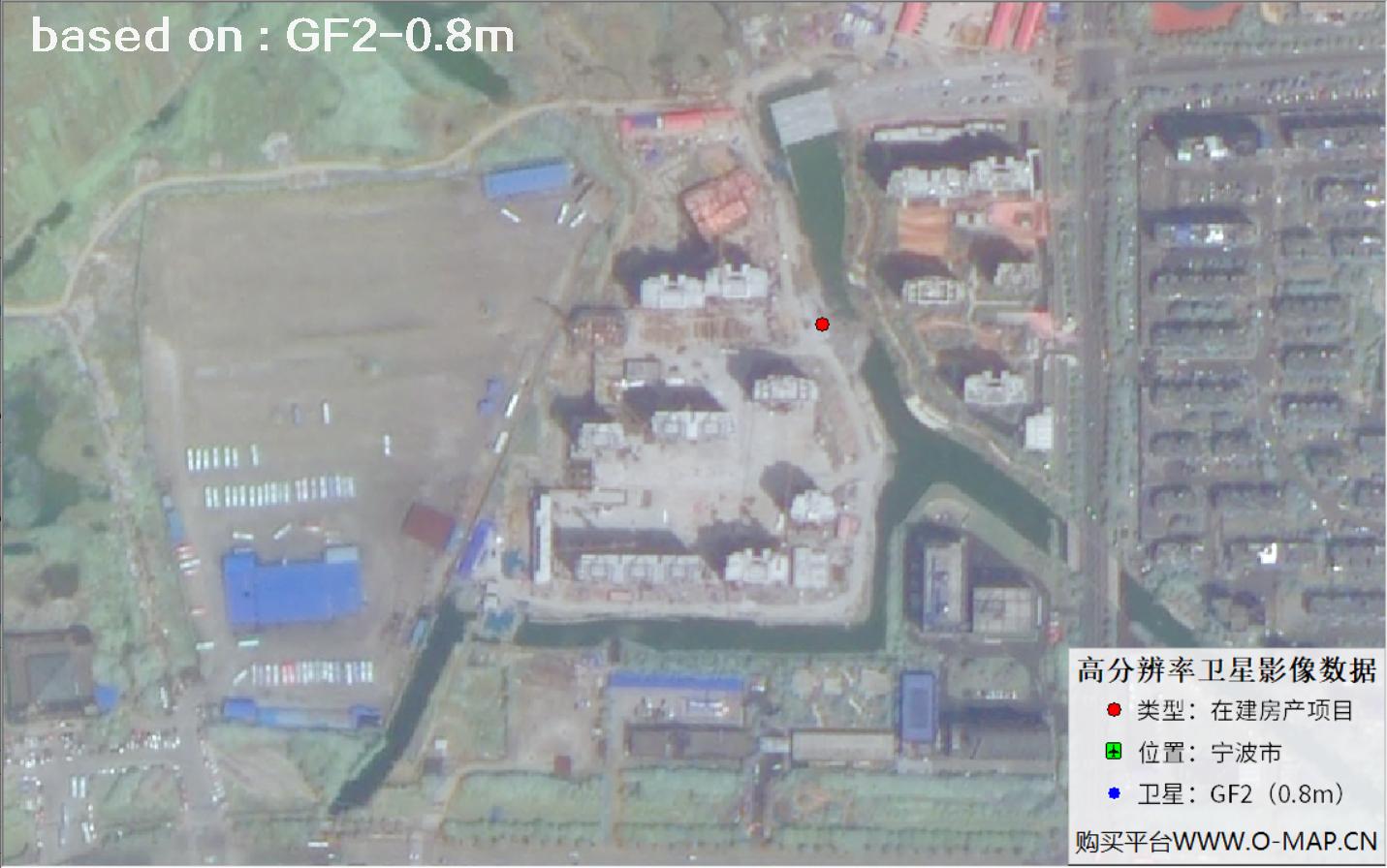 GF2卫星拍摄的宁波市在建房地产项目卫星图