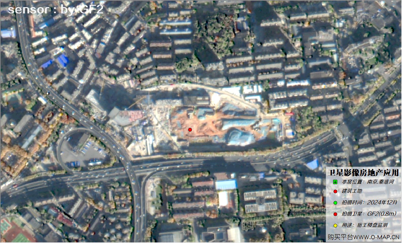 0.8米GF2卫星2024年拍摄的南京市在建楼盘卫星图像