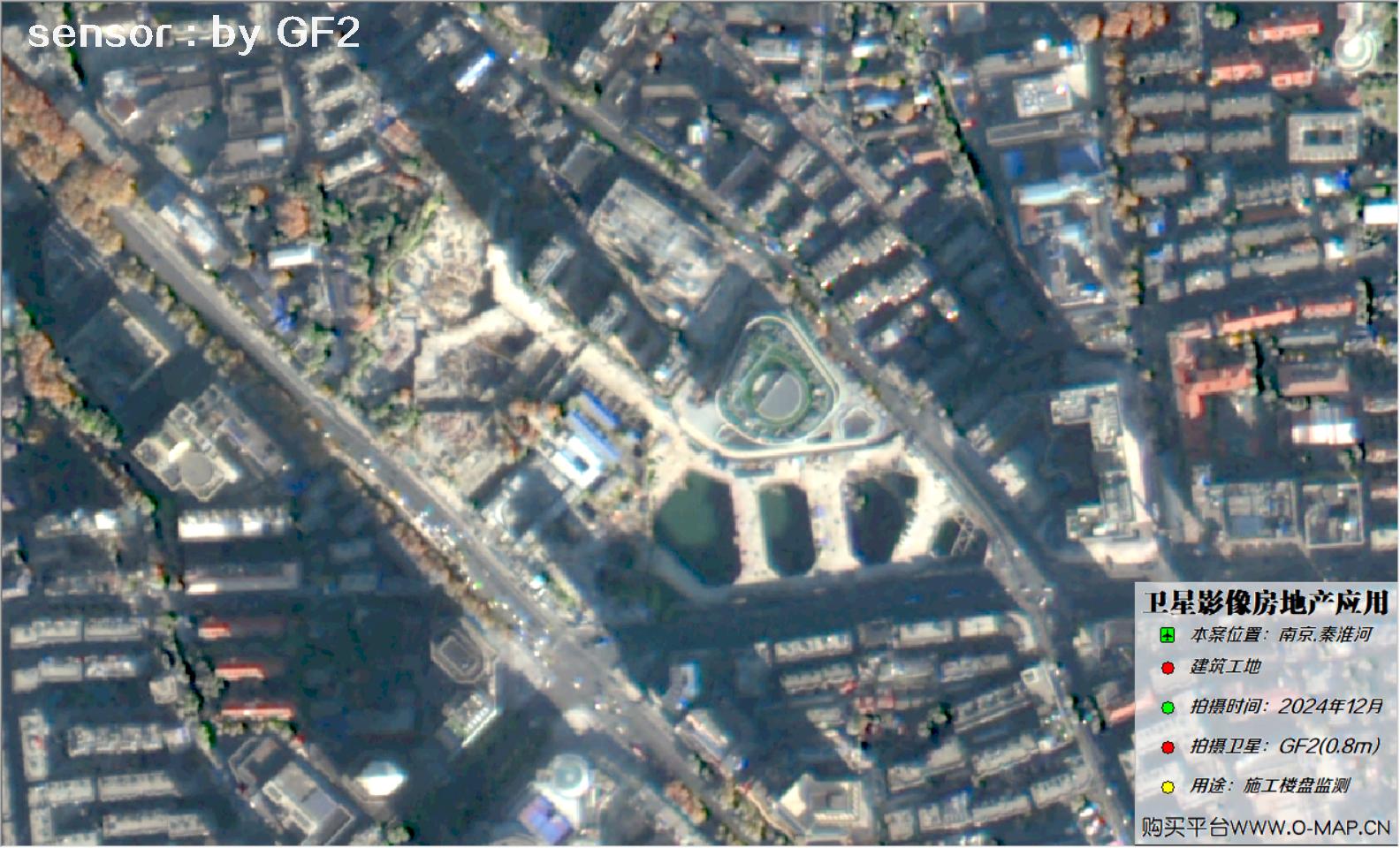 0.8米GF2卫星2024年拍摄的南京市在建楼盘卫星图像
