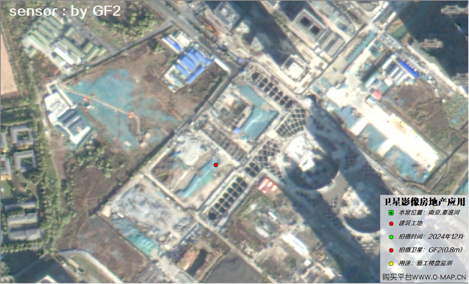 0.8米GF2卫星2024年拍摄的南京市在建楼盘卫星图像