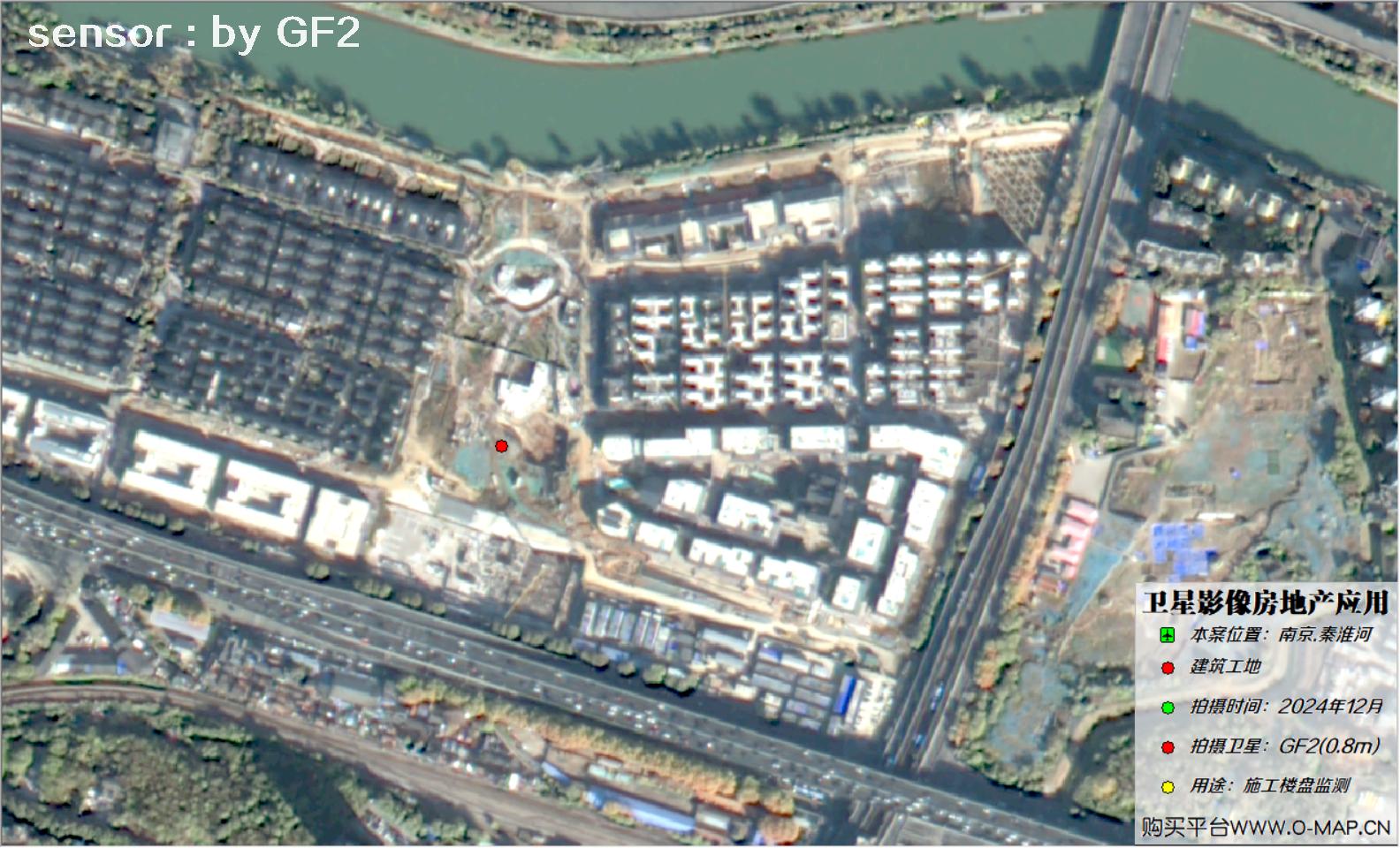 0.8米GF2卫星2024年拍摄的南京市在建楼盘卫星图像