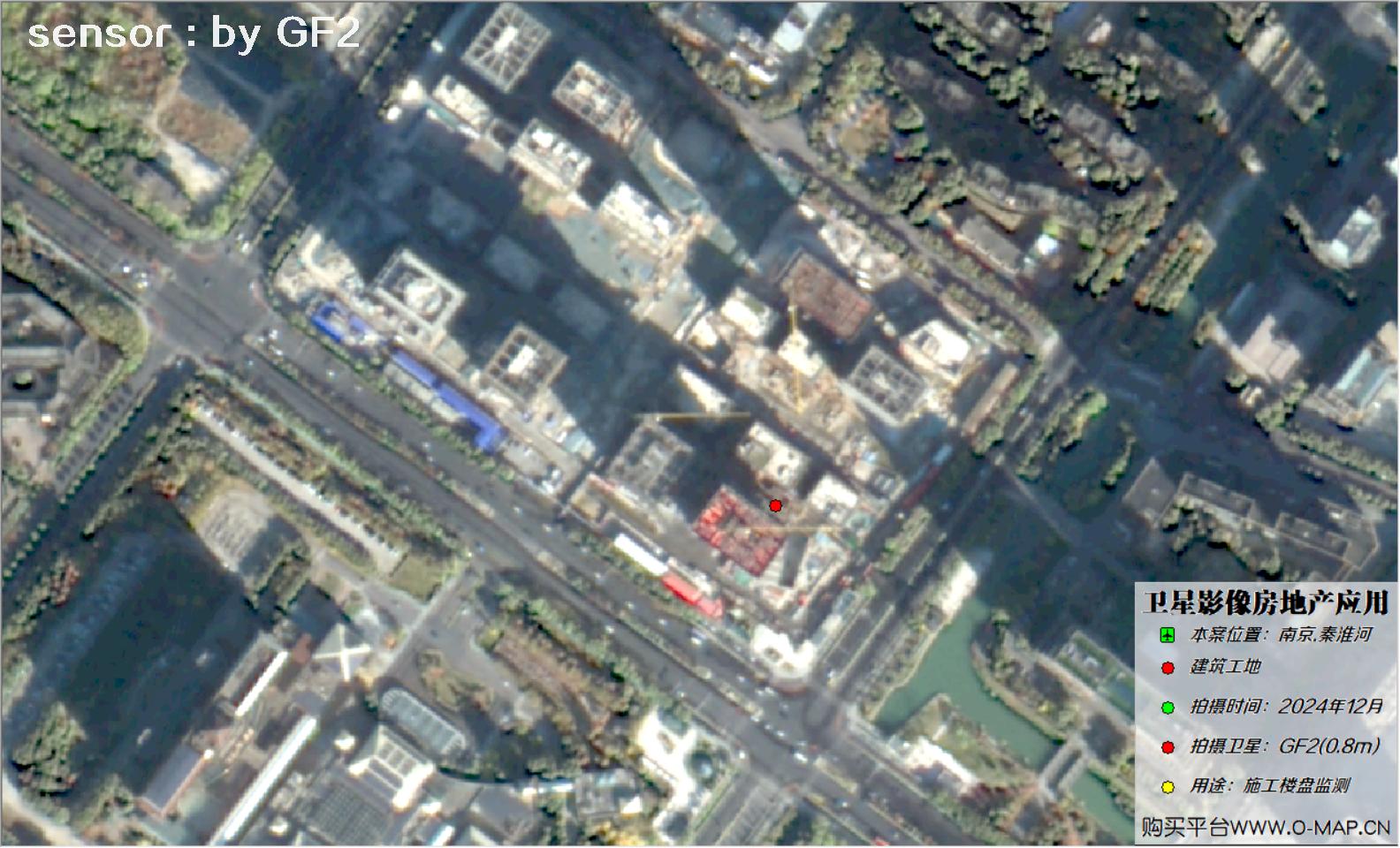 0.8米GF2卫星2024年拍摄的南京市在建楼盘卫星图像