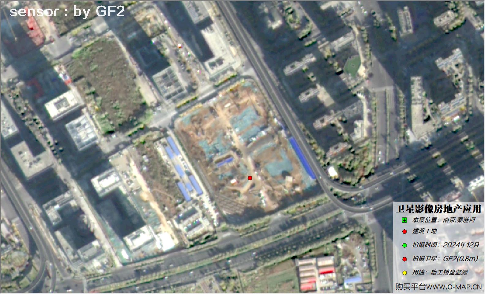 0.8米GF2卫星2024年拍摄的南京市在建楼盘卫星图像