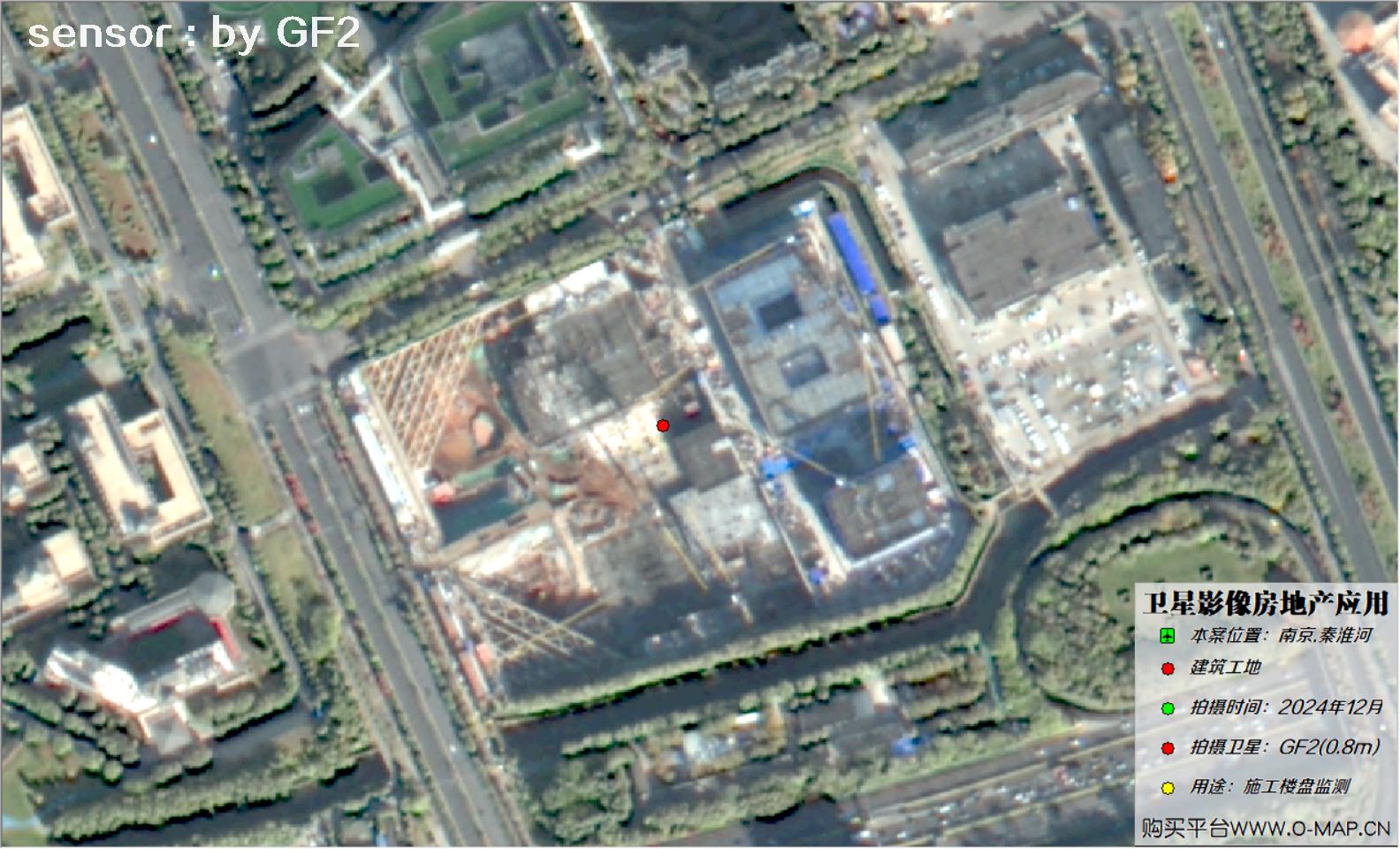 0.8米GF2卫星2024年拍摄的南京市在建楼盘卫星图像