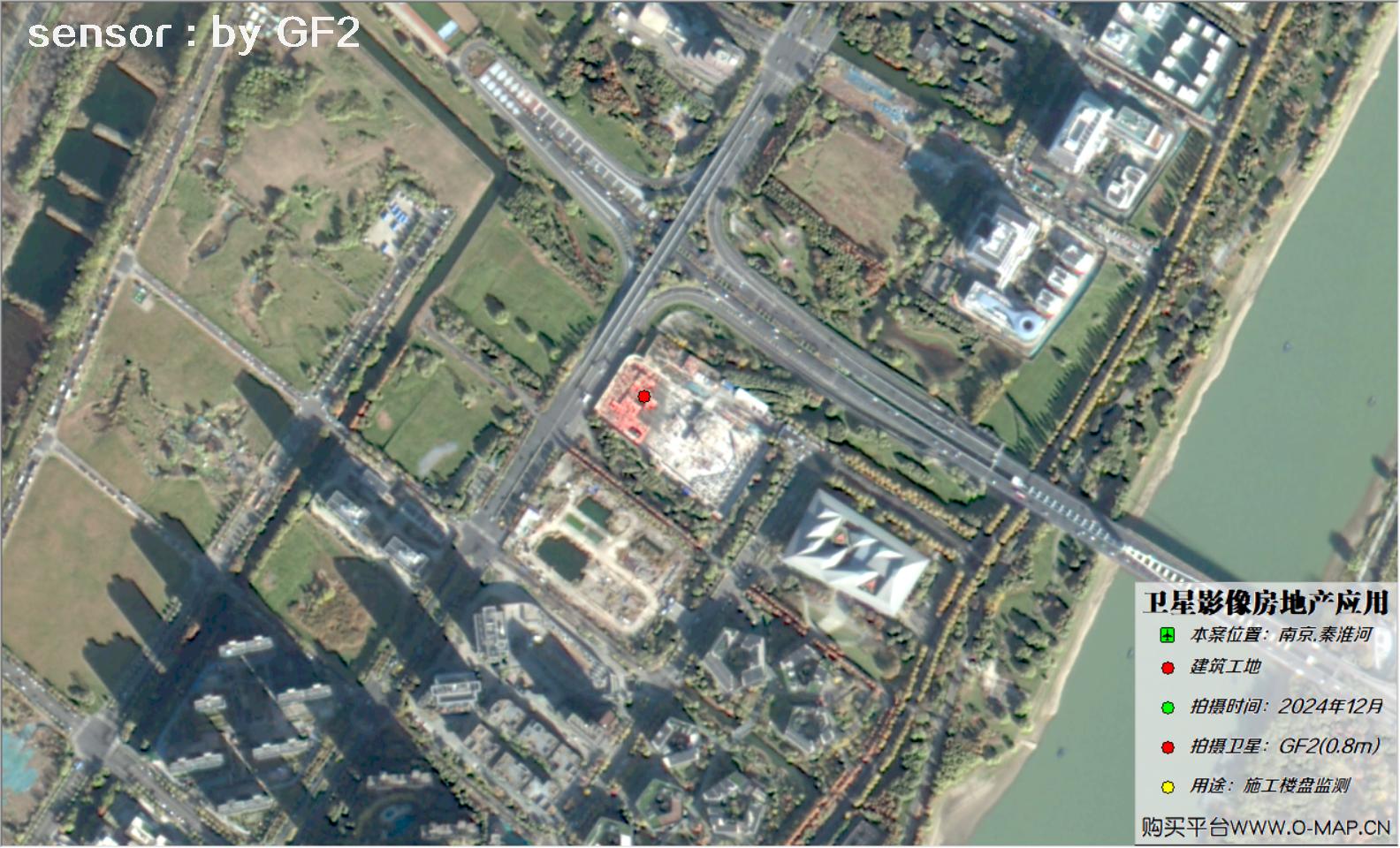 0.8米GF2卫星2024年拍摄的南京市在建楼盘卫星图像