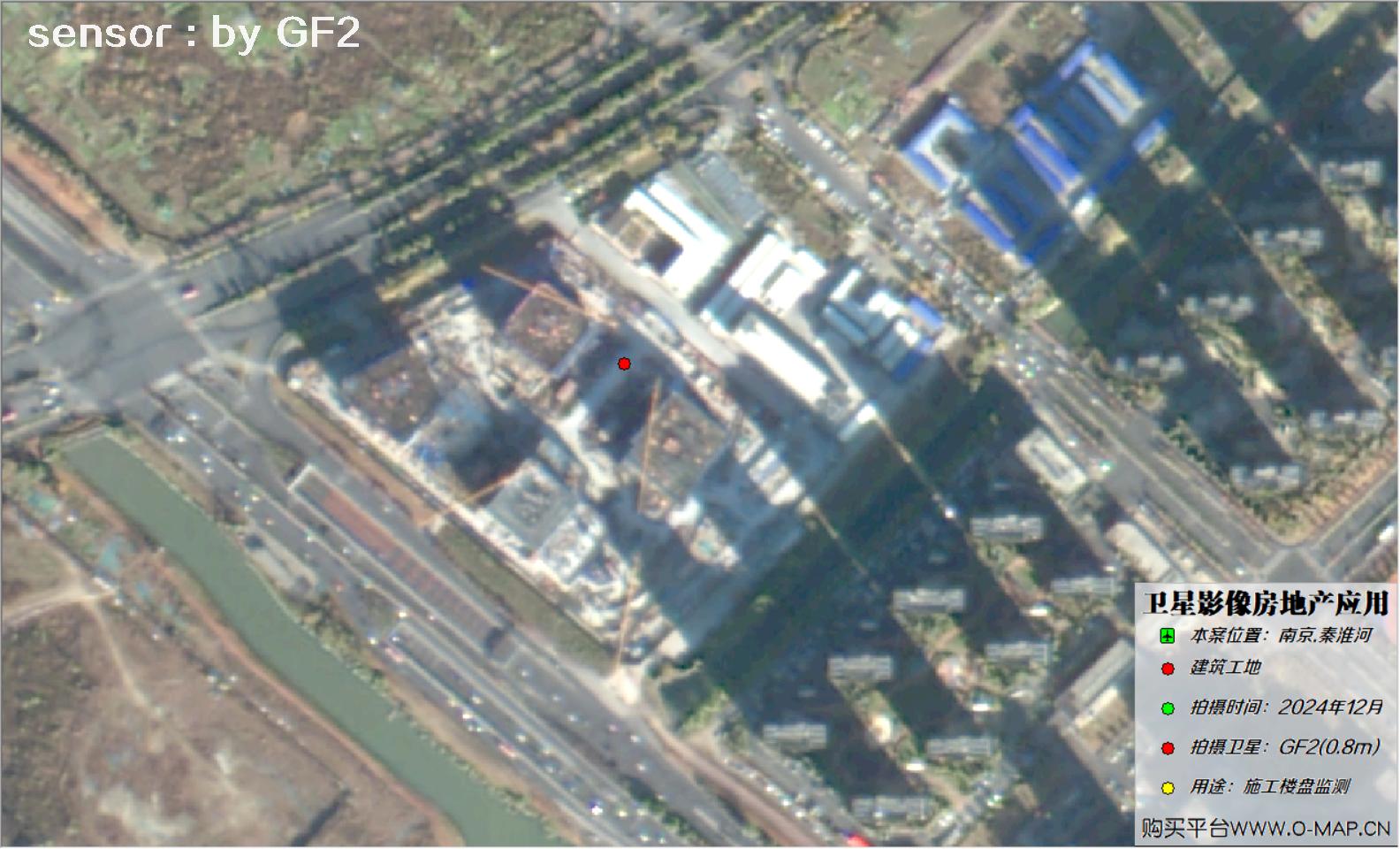 0.8米GF2卫星2024年拍摄的南京市在建楼盘卫星图像