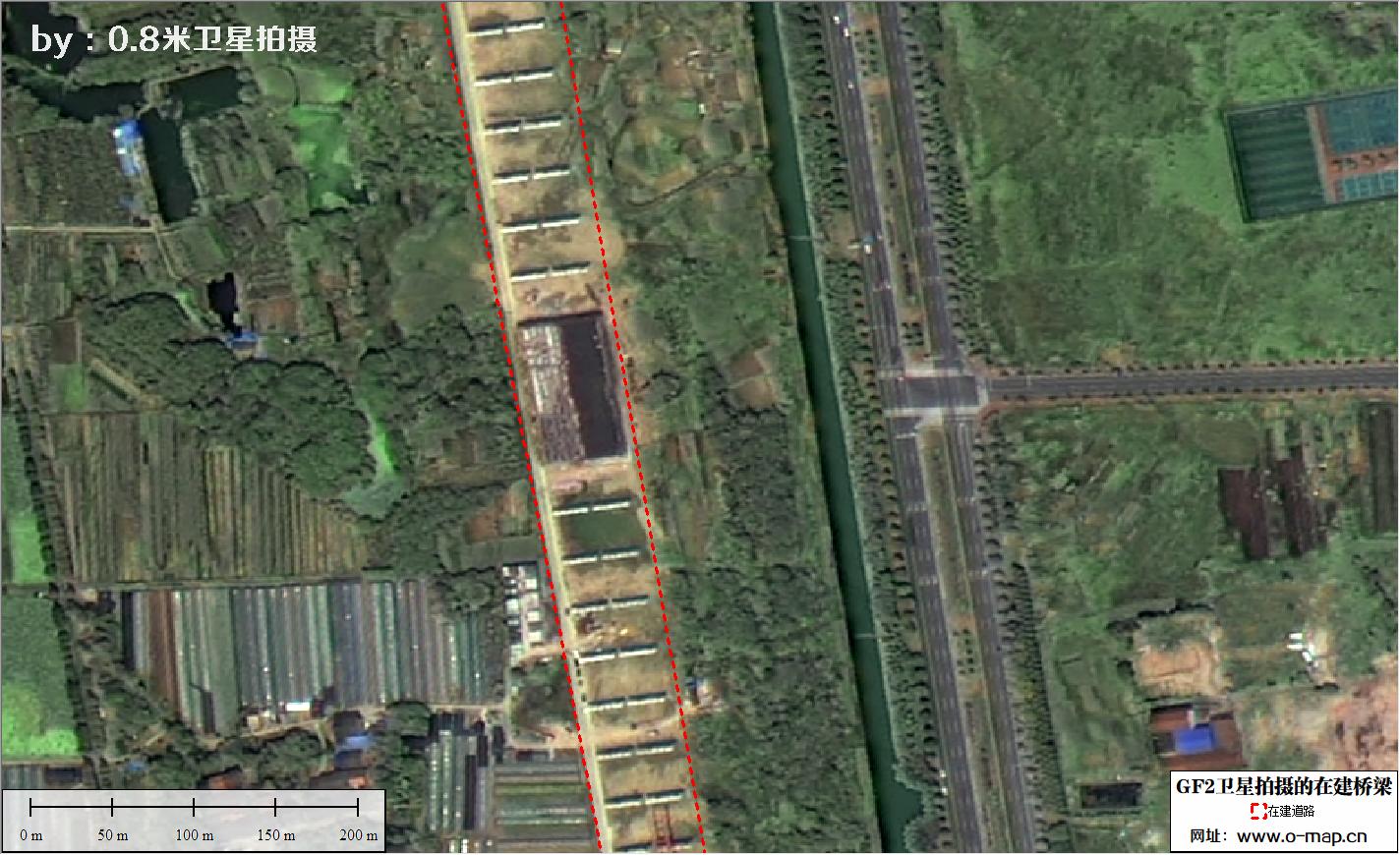 GF2卫星拍摄的正在施工修建的道路