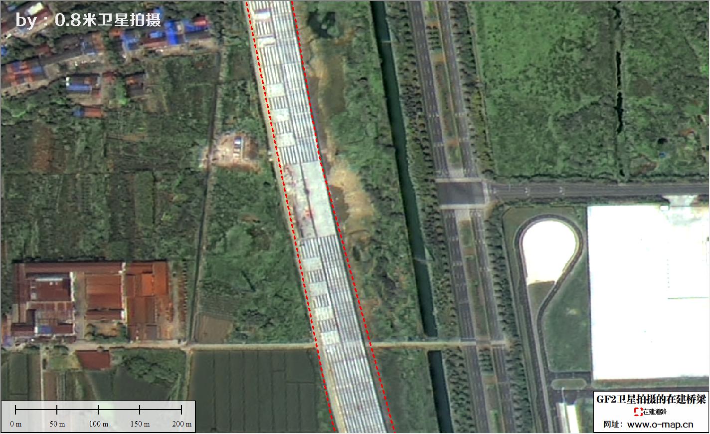GF2卫星拍摄的正在施工修建的道路