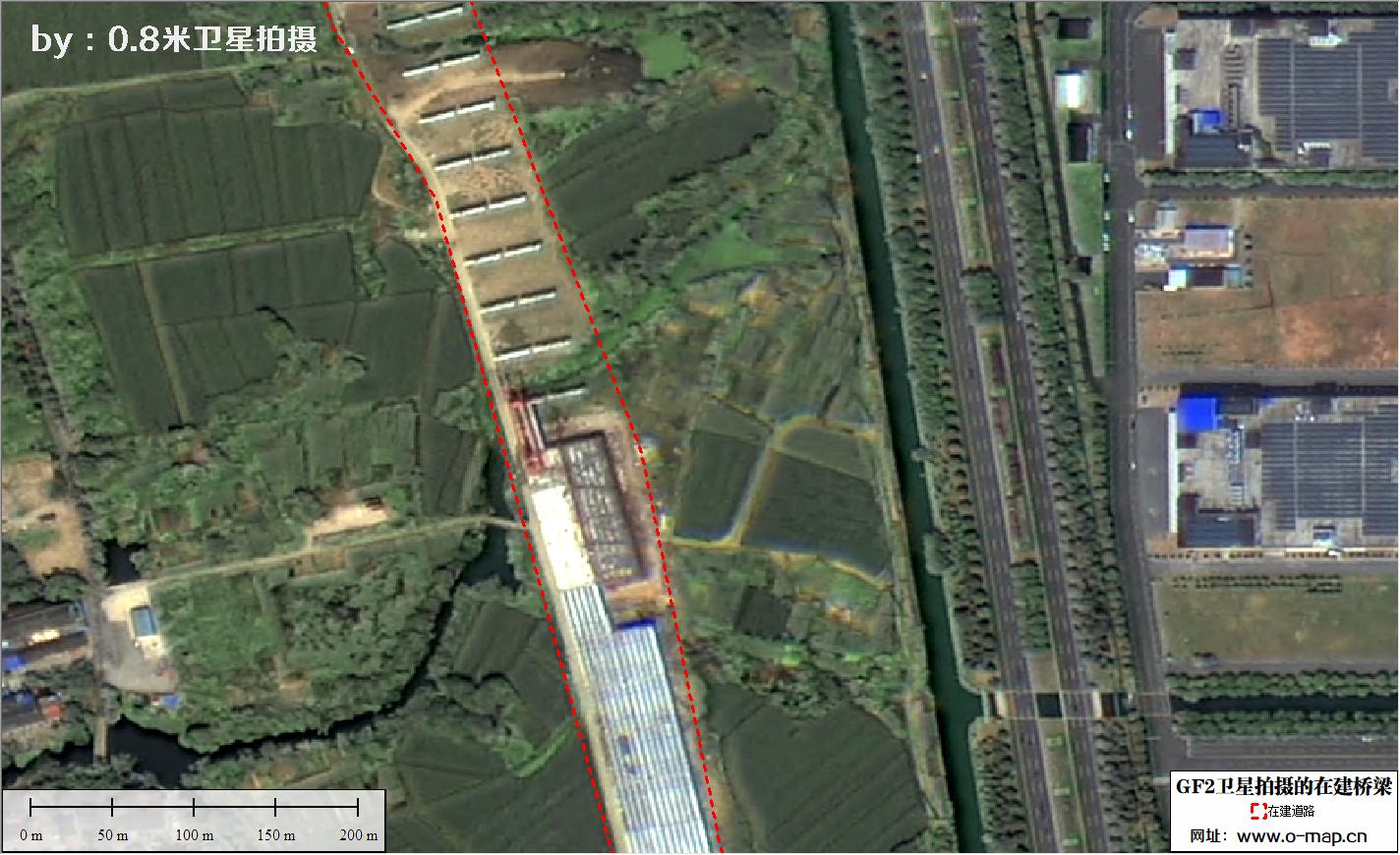 GF2卫星拍摄的正在施工修建的道路