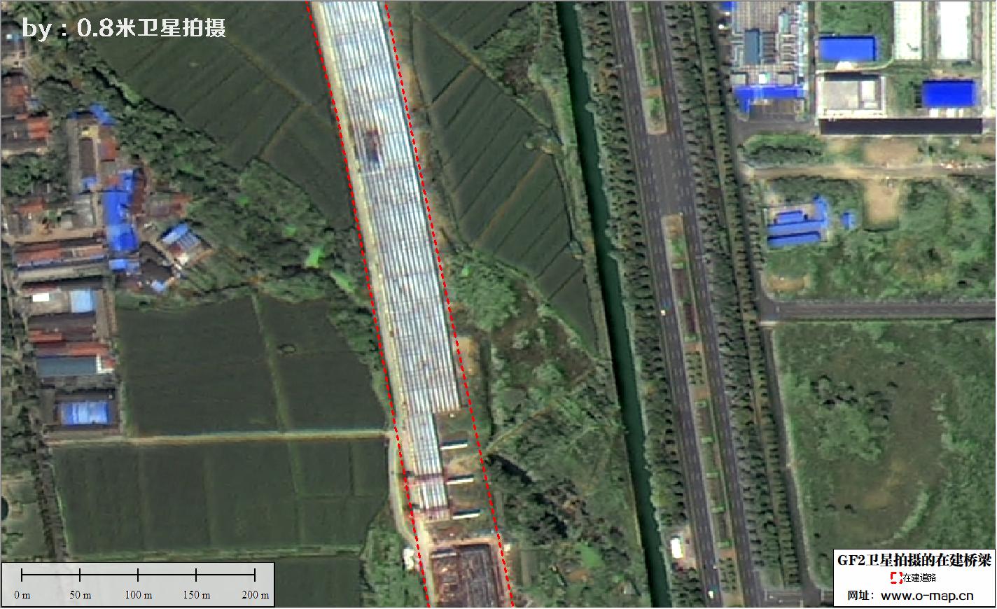 GF2卫星拍摄的正在施工修建的道路