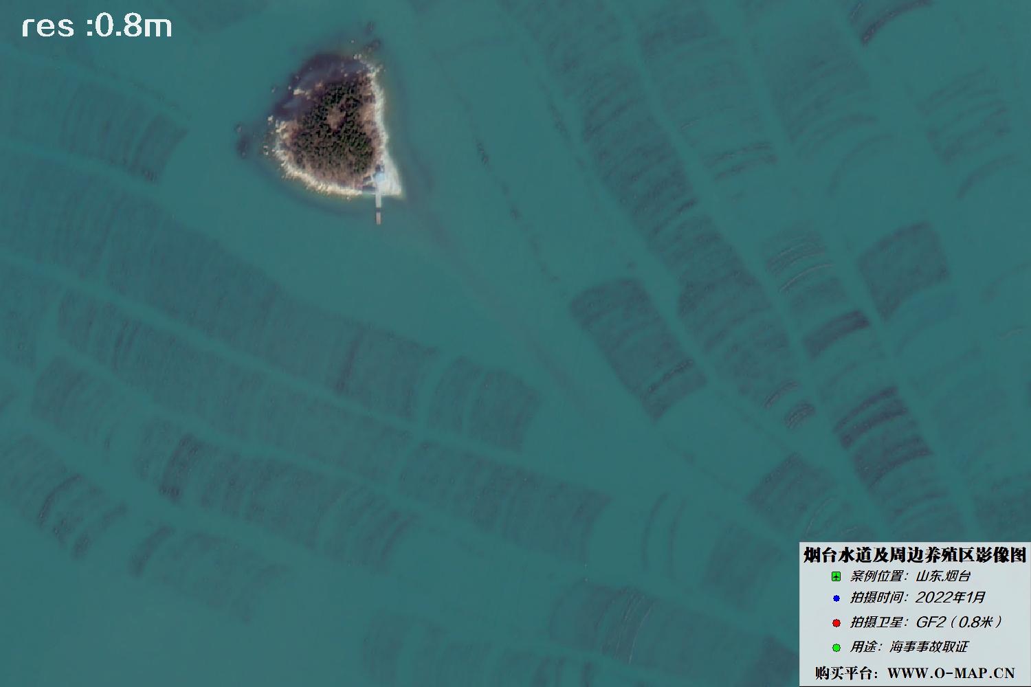 渤海烟台水道2022年1月份0.8米高分二号卫星影像