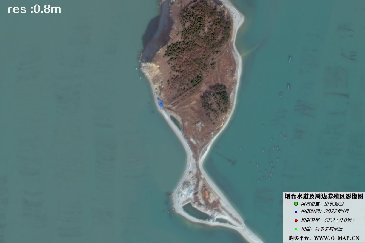 渤海烟台水道2022年1月份0.8米高分二号卫星影像
