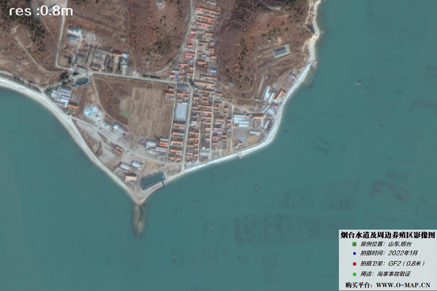 渤海烟台水道2022年1月份0.8米高分二号卫星影像
