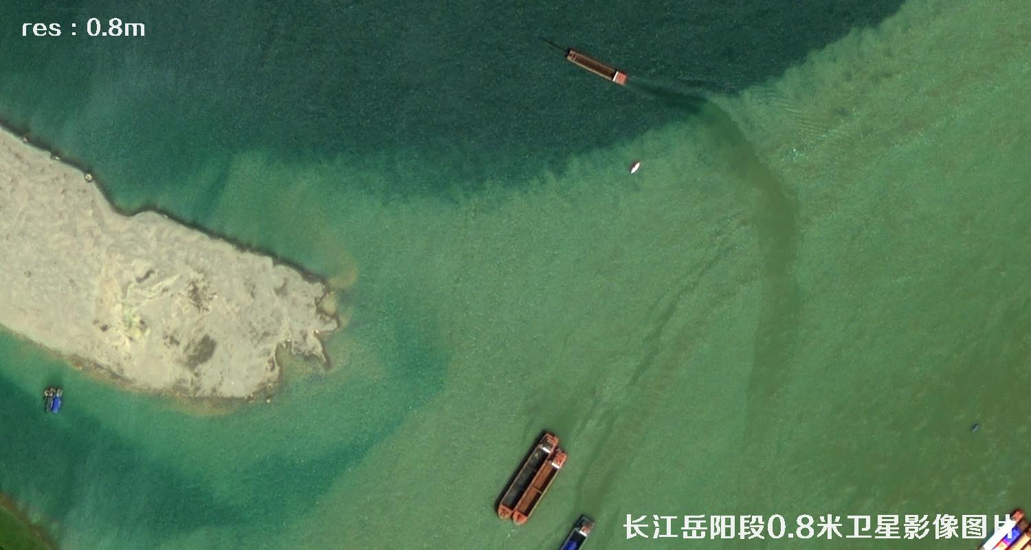 0.8米分辨率高清卫星拍摄的长江岳阳段高清卫星影像图片