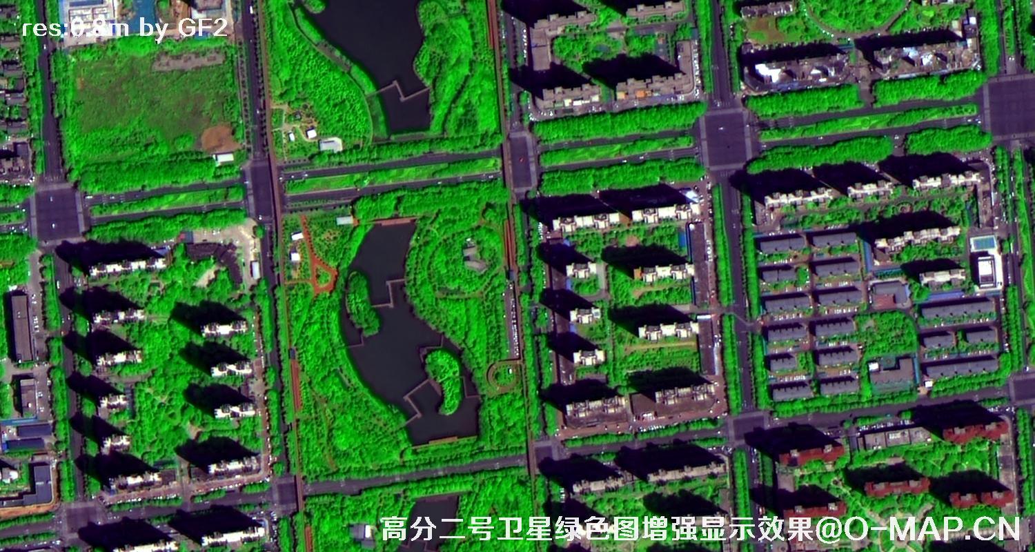 高分二号卫星图像绿色增强现实效果