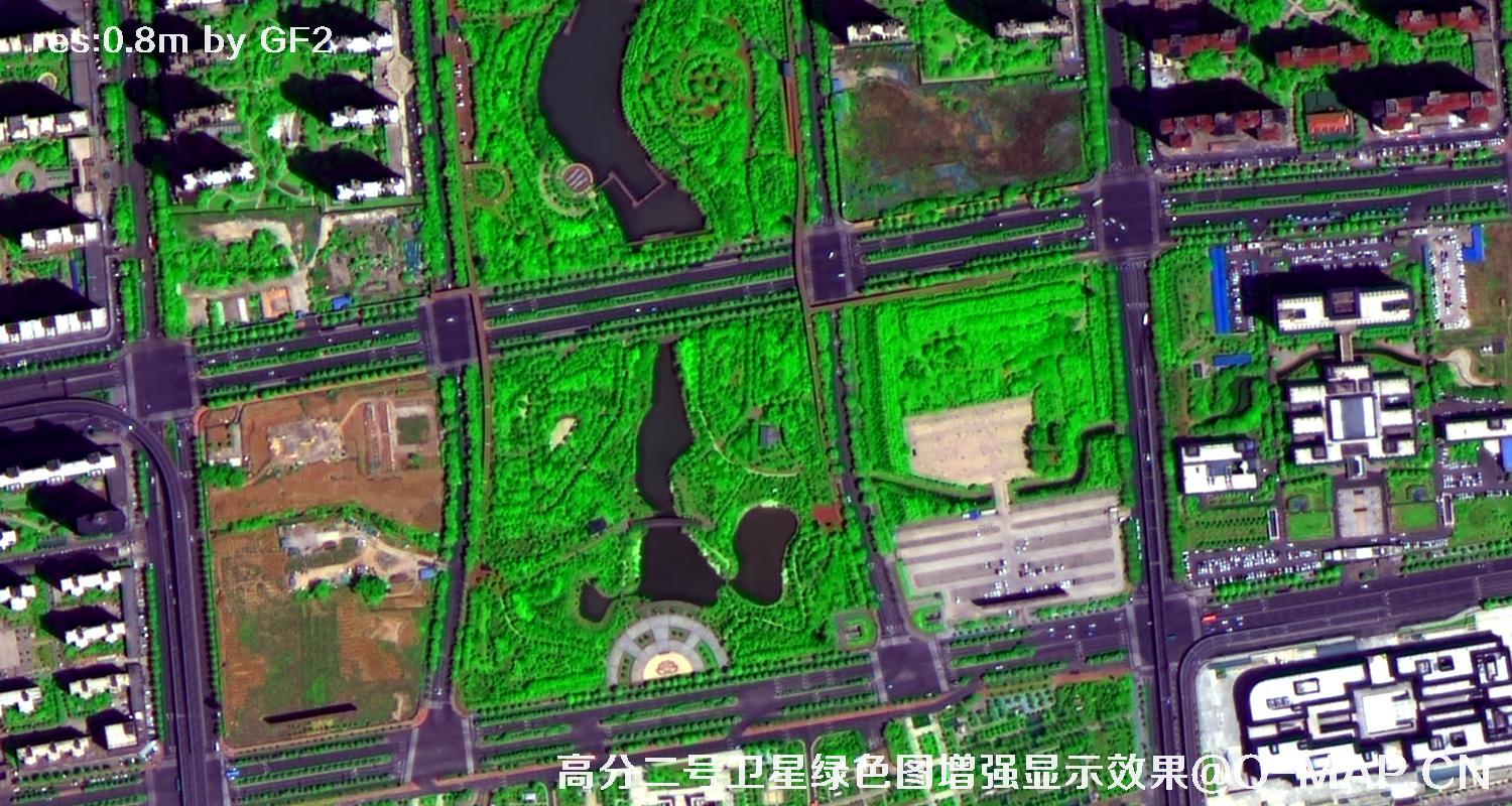高分二号卫星图像绿色增强现实效果
