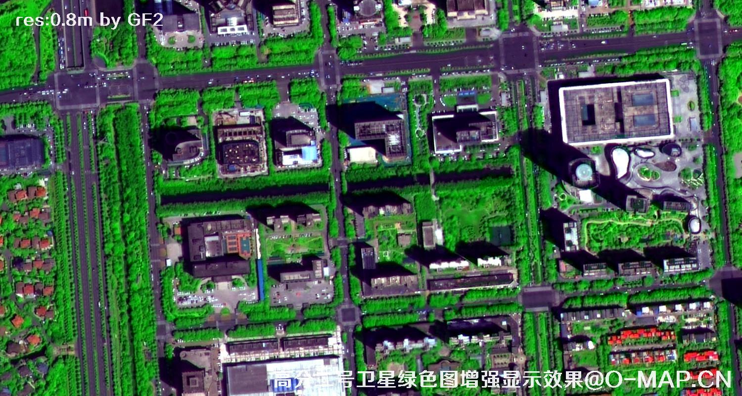 高分二号卫星图像绿色增强现实效果