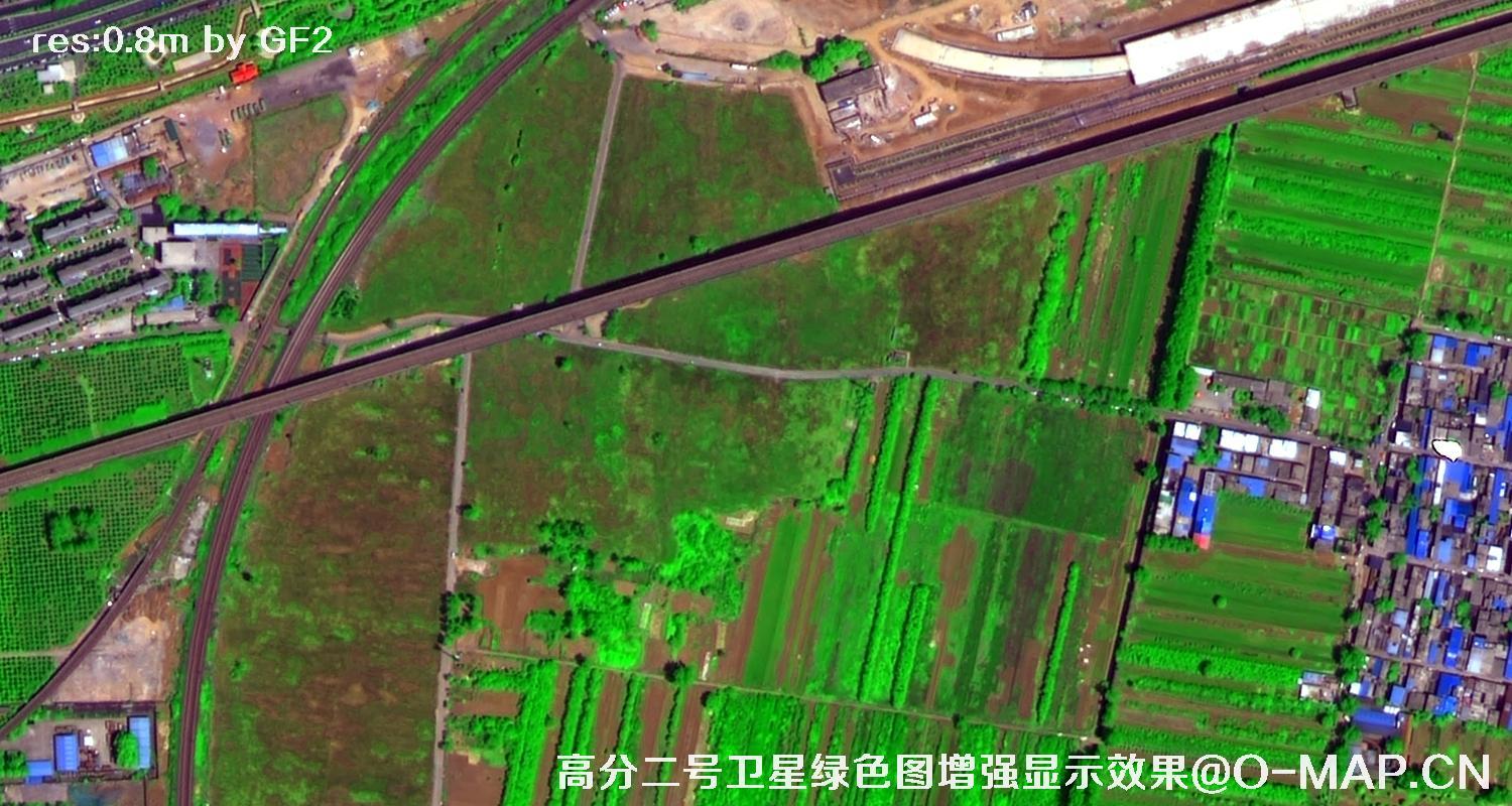 高分二号卫星图像绿色增强现实效果