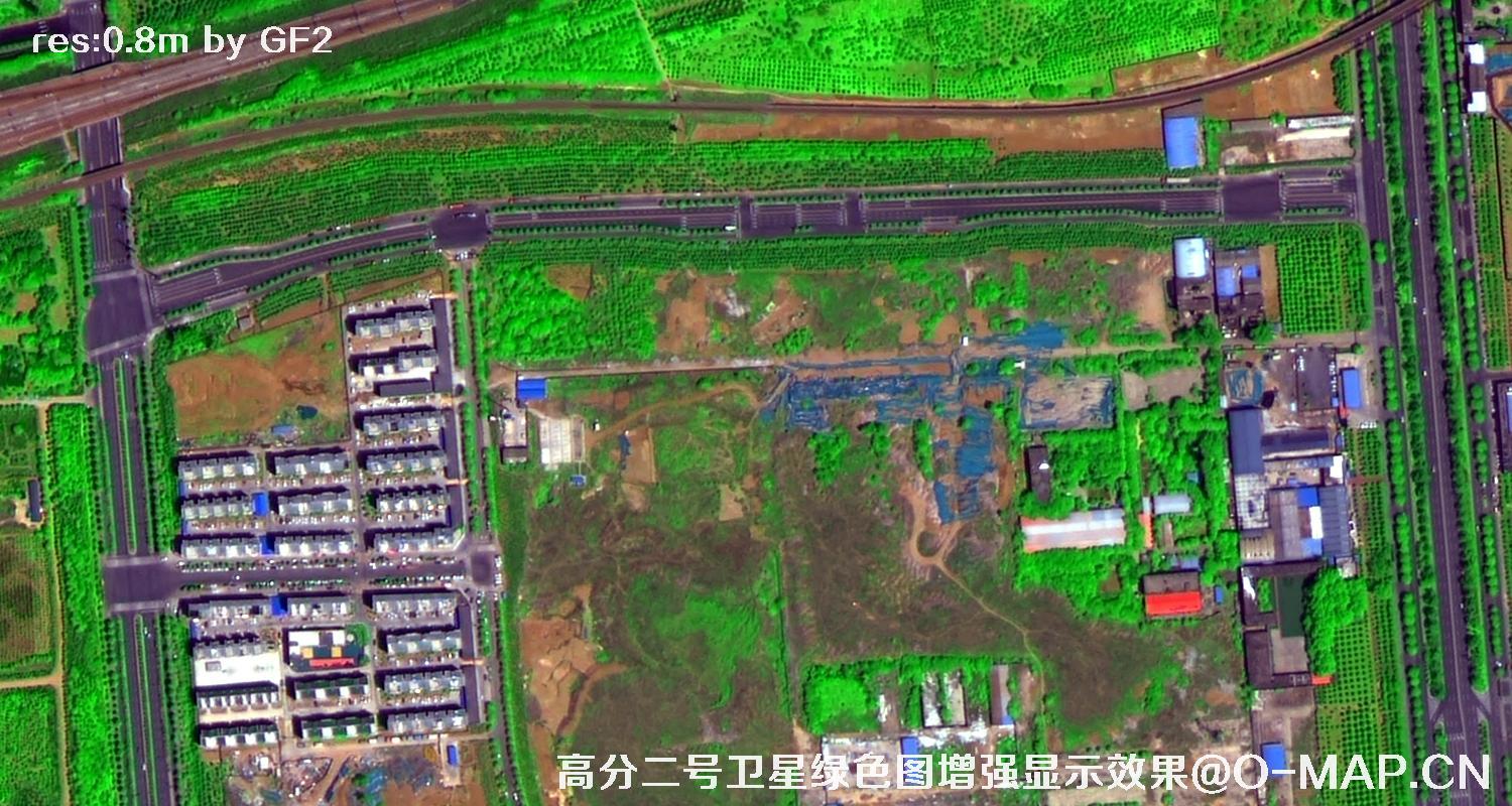 高分二号卫星图像绿色增强现实效果