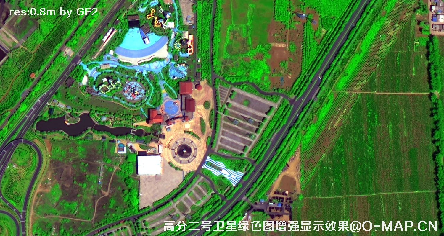 高分二号卫星图像绿色增强现实效果