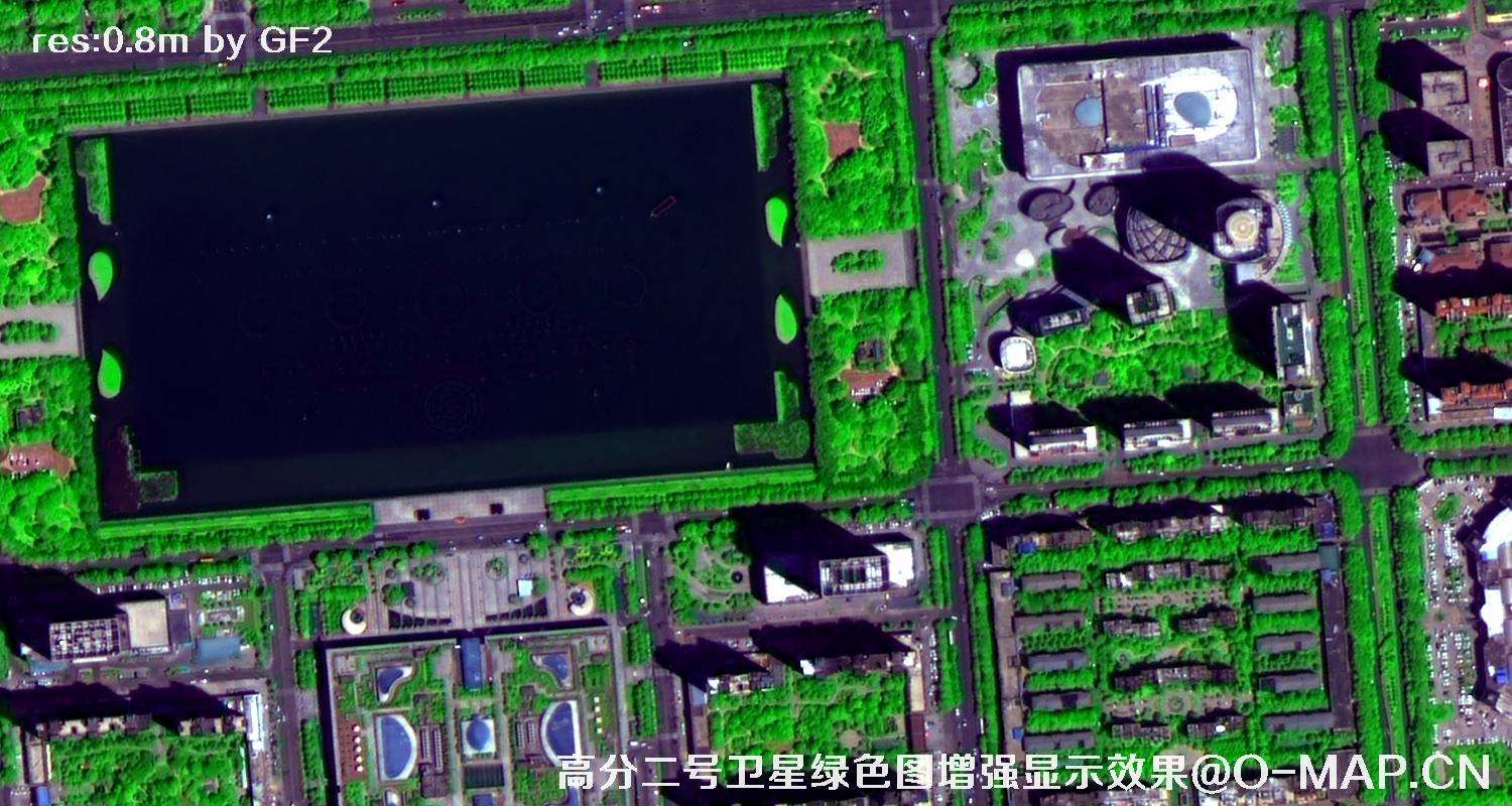 高分二号卫星图像绿色增强现实效果