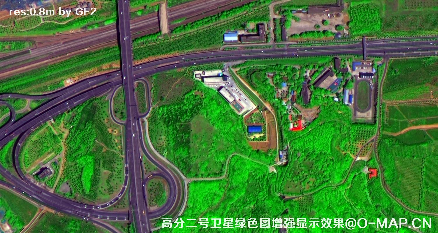高分二号卫星图像绿色增强现实效果
