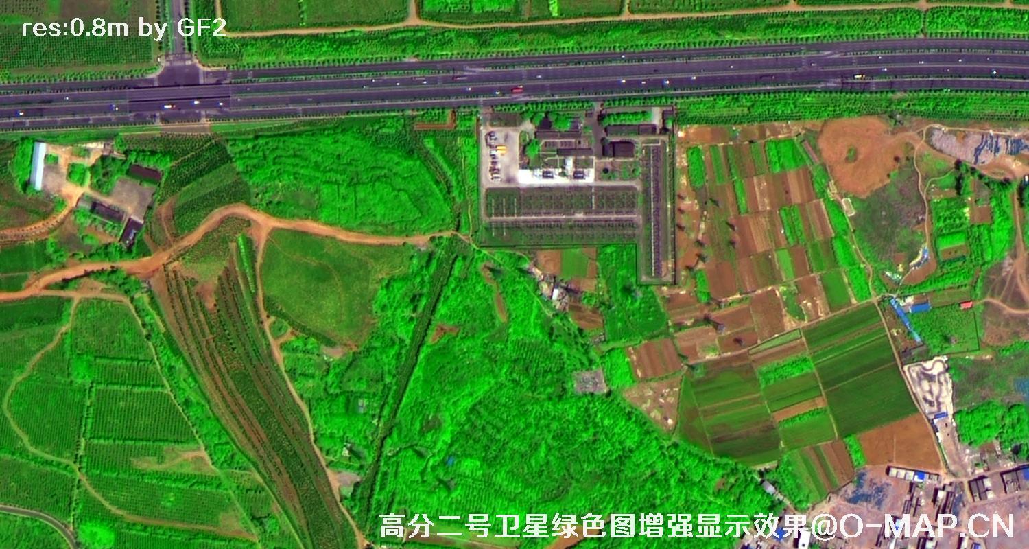 高分二号卫星图像绿色增强现实效果